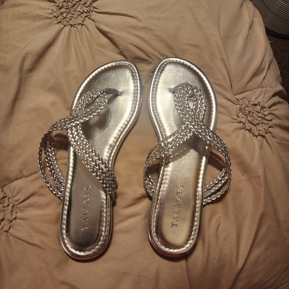 Talbots Cece Toe Loop Silver Braided Women's Sandals Size 8 NWOT - Picture 5 of 7